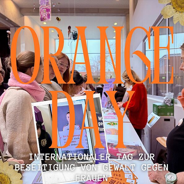 Zeigt Schüler:innen, die sich zum Organge Day informieren